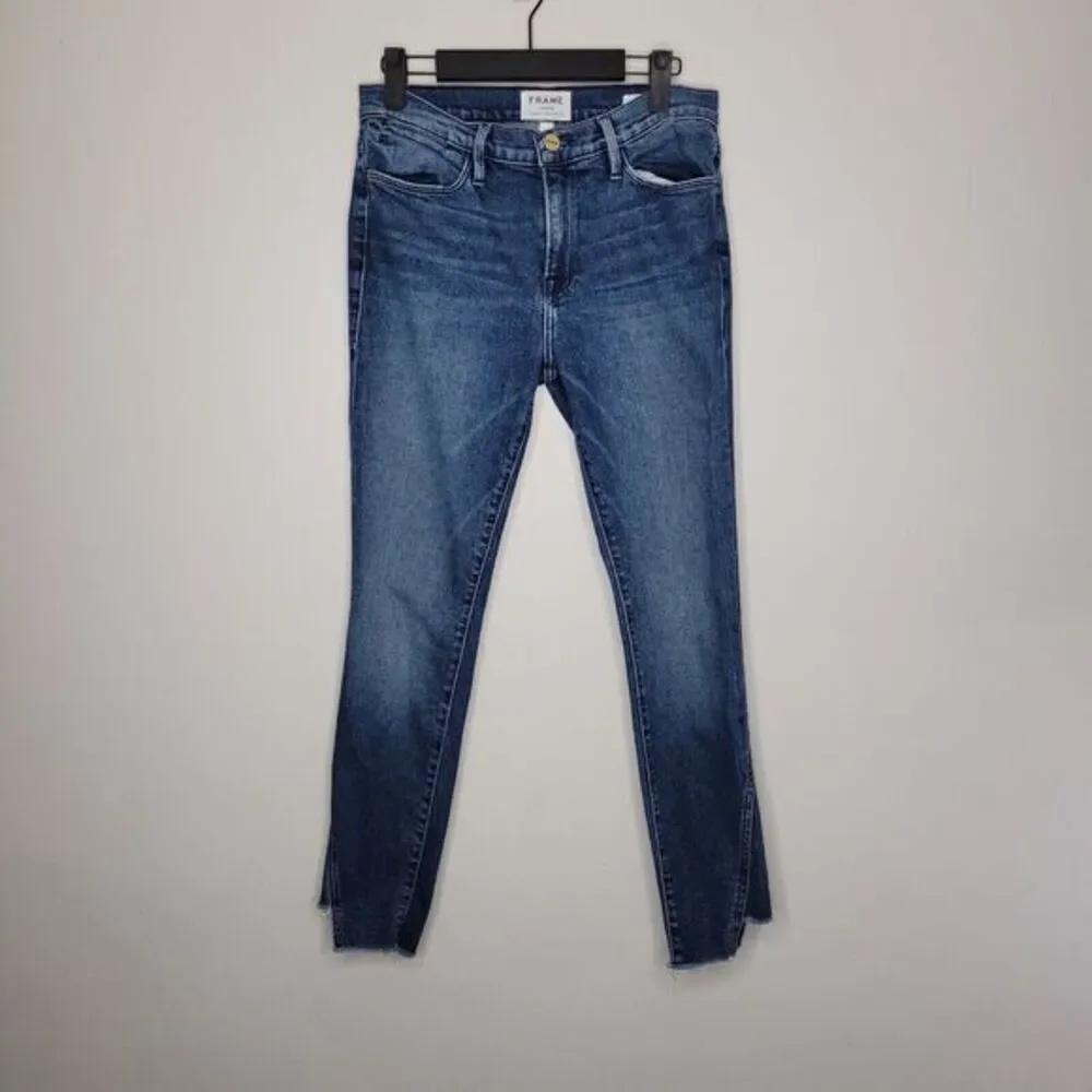 Frame Le High Skinny‎ Jeans Women 27 Blue Raw Hem